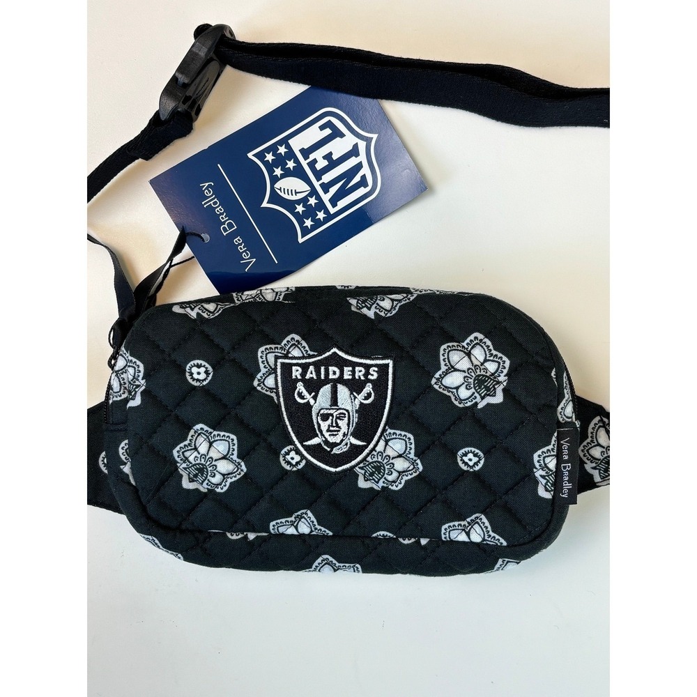 NEW‎  Las Vegas Raiders Vera Bradley Mini Belt Bag Black Quilted Cotton NFL